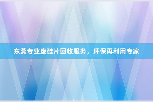 东莞专业废硅片回收服务，环保再利用专家